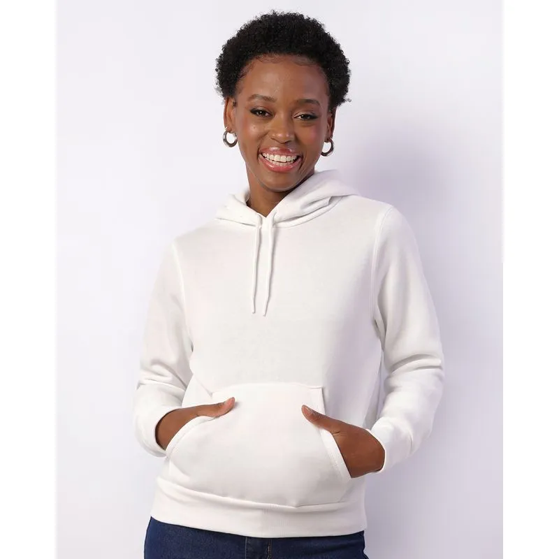 Blusão Moletom Feminino Com Capuz E Bolso Branco GG