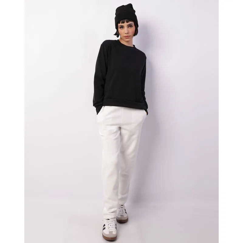 Calça Moletom Feminina Reta Com Bolsos Branca P