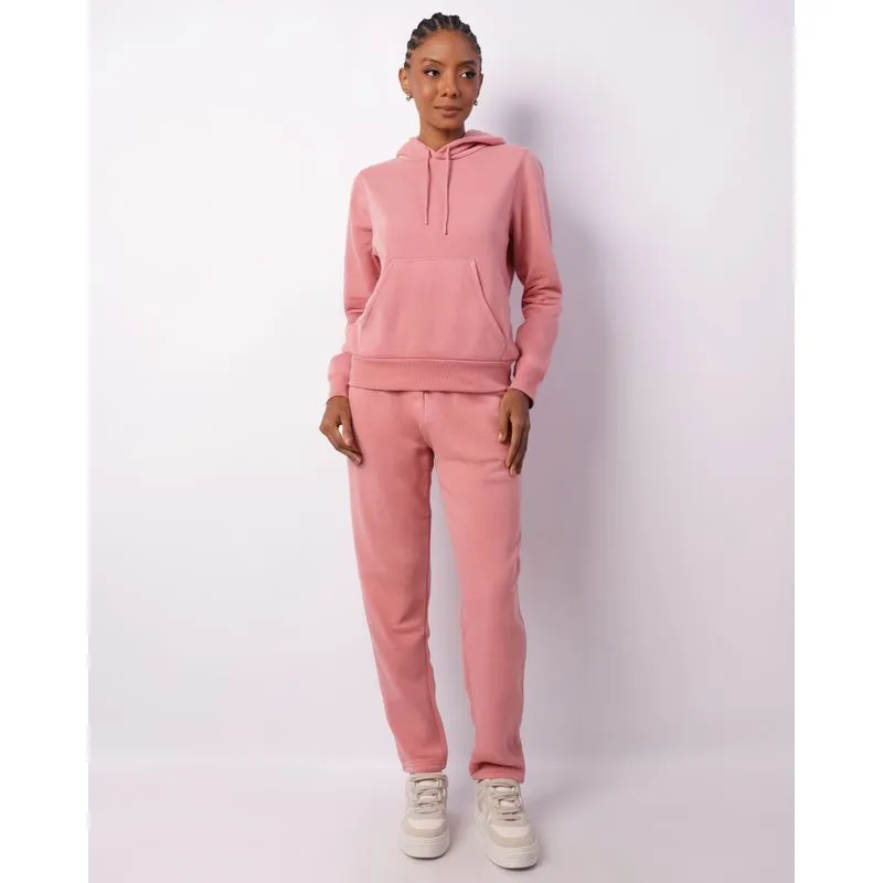 Calça Moletom Feminina Básica Reta Com Bolsos Rosa G