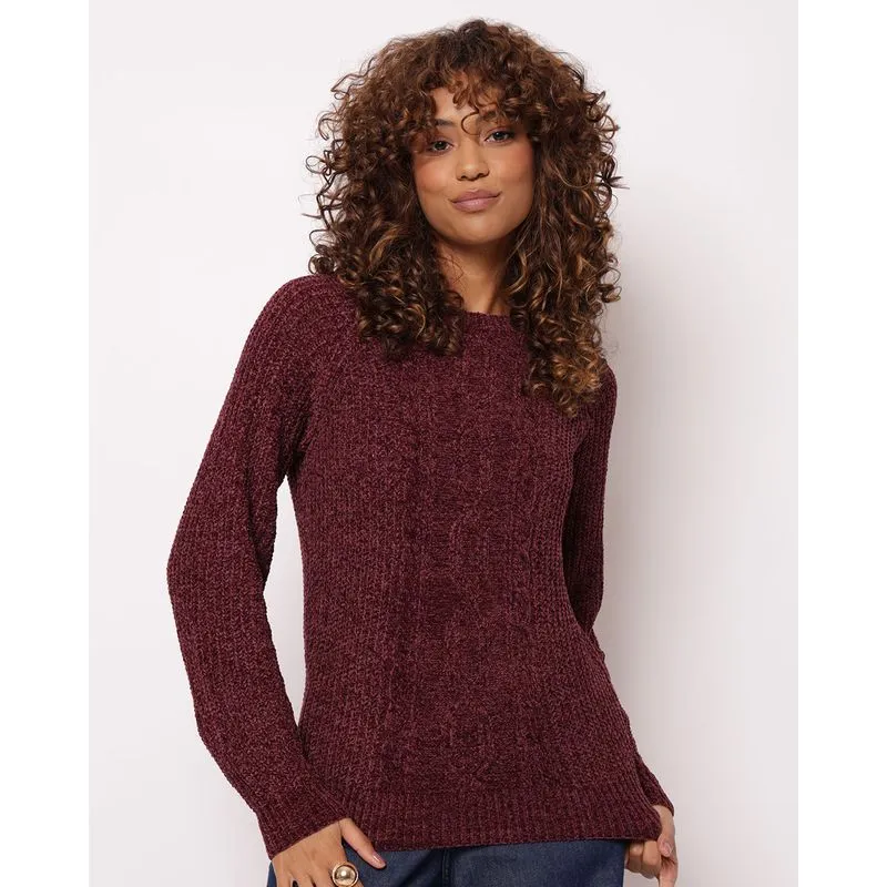 Cardigan Feminina Chenille Vinho M