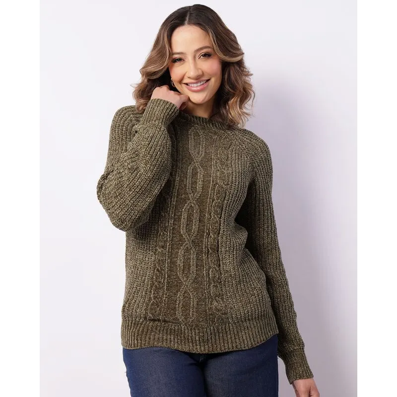 Suéter Feminino Chenille Verde G