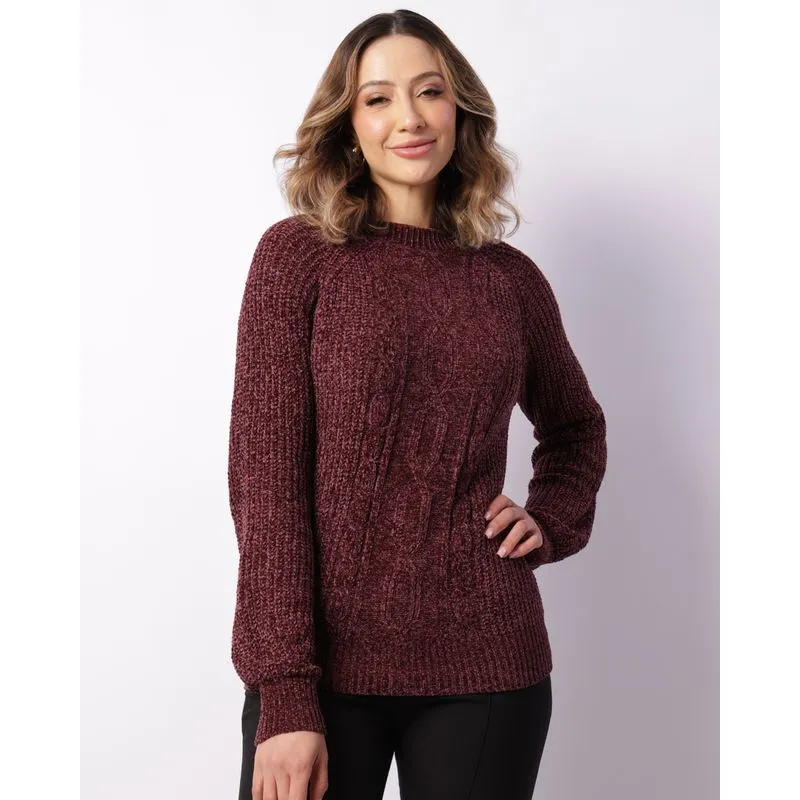 Suéter Feminino Chenille Vinho G
