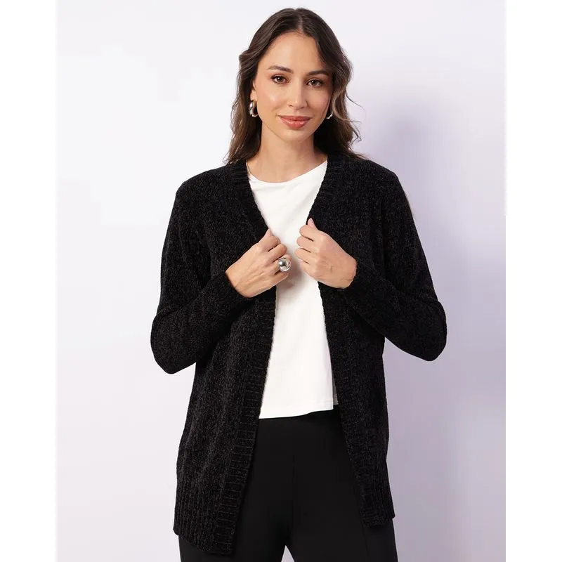 Cardigan Feminino Chenille Preto G