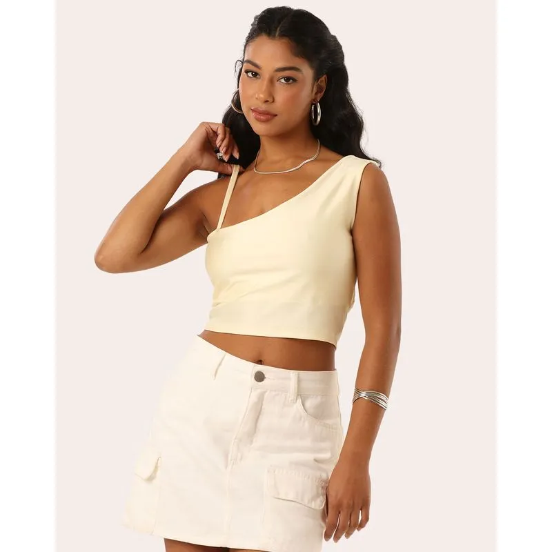 Blusa Cropped Feminina Um Ombro Só Amarelo M