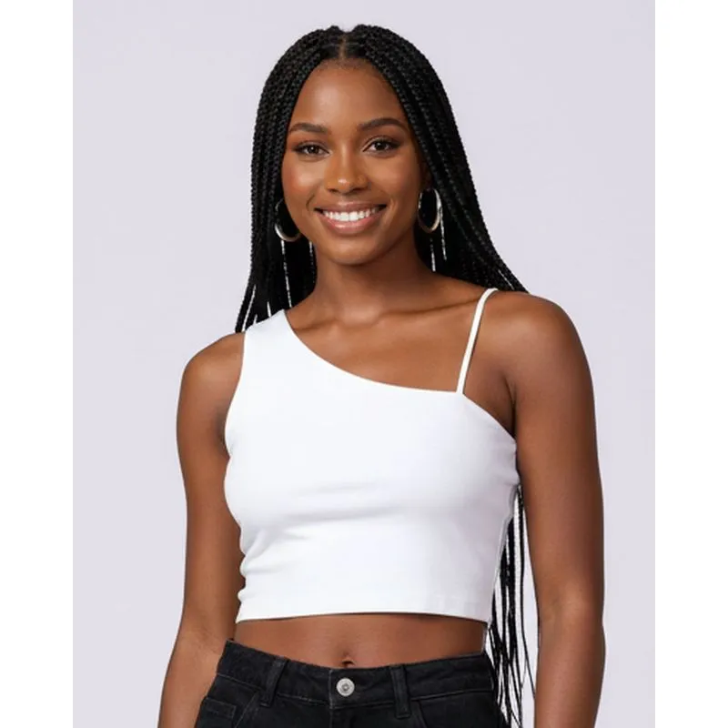 Regata Cropped Feminina Um Ombro Só Branca P
