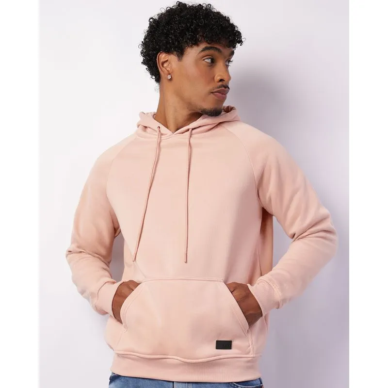 Blusão Moletom Masculino Bolso Canguru com Capuz Rosa G