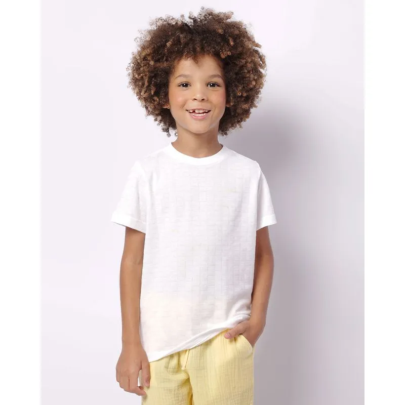 Camiseta Infantil Texturizada Manga Curta Branca 6