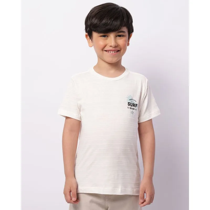 Camiseta Infantil Texturizada Estampa Surf Manga Curta Off White 4