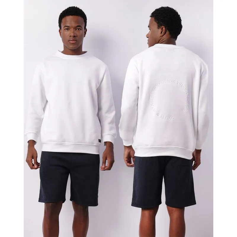 Blusão Moletom Masculino Estampa Emboss Nas Costas Branco GG