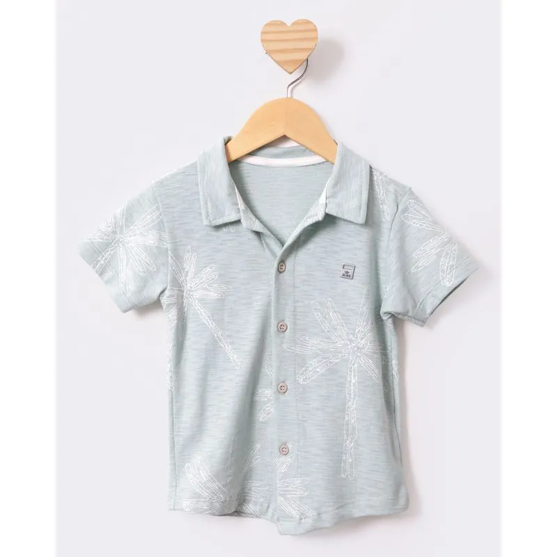 Camisa Bebê Manga Curta Estampa Folhagem Verde 2