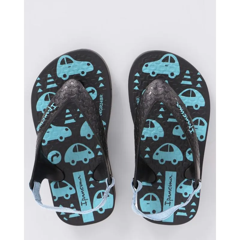 Chinelo Bebê Ipanema Estampa Carrinhos Preto 19