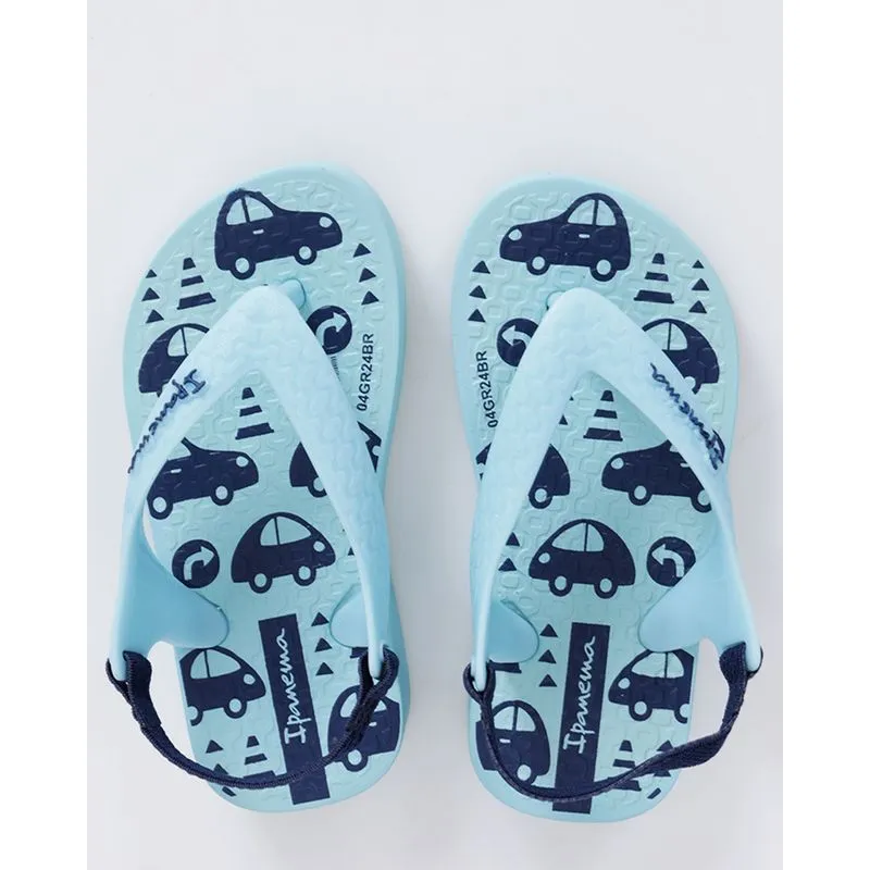 Chinelo Ipanema Bebê Com Elastico Estampado Azul 20/21