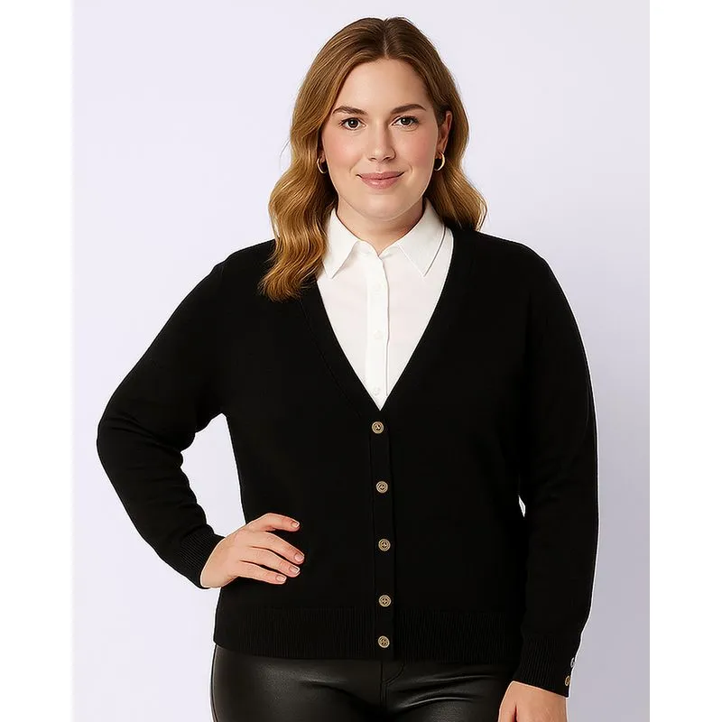 Cardigan Plus Size Feminino Liso Preto G2