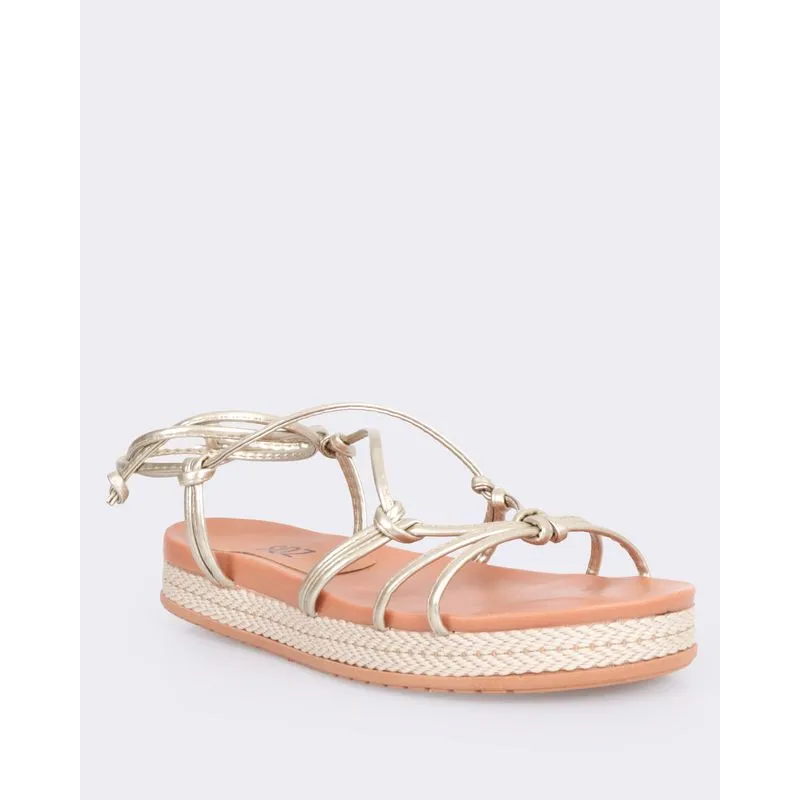 Sandália Rasteira Feminina Espadrille Dourada 34