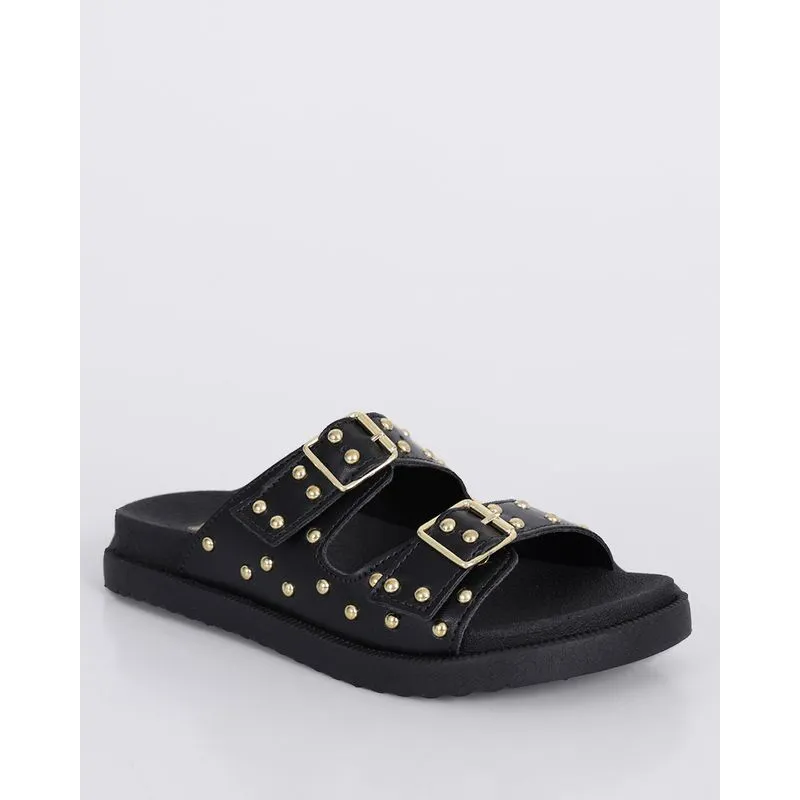 Sandália Rasteira Infantil Birken Com Tachas Preta 33