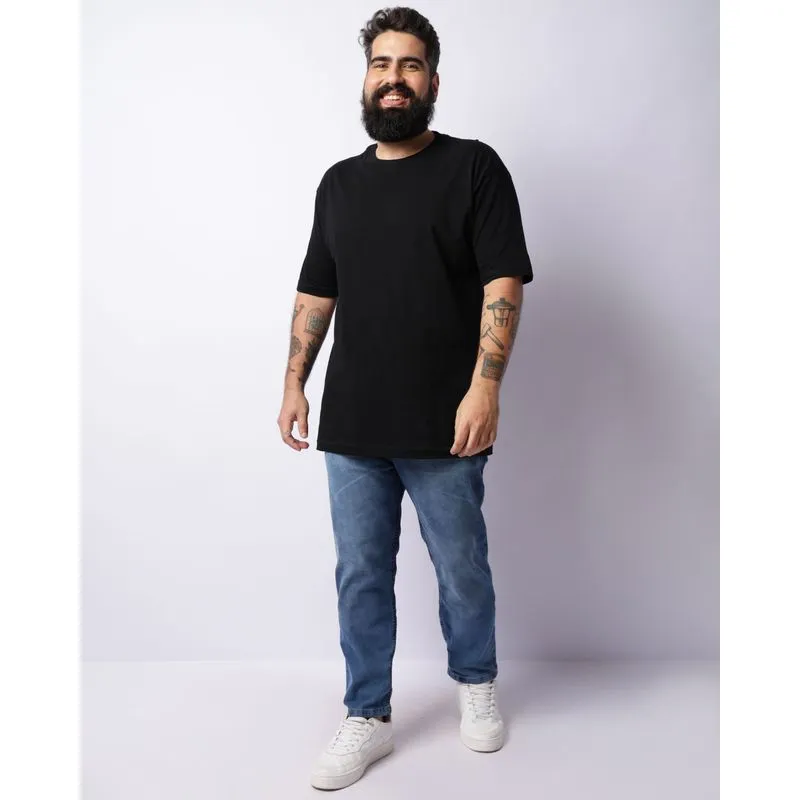 Calça Jeans Plus Size Masculina Slim Com Puídos Azul 54
