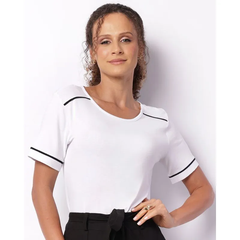Blusa Feminina Manga Curta Viscose Branca M