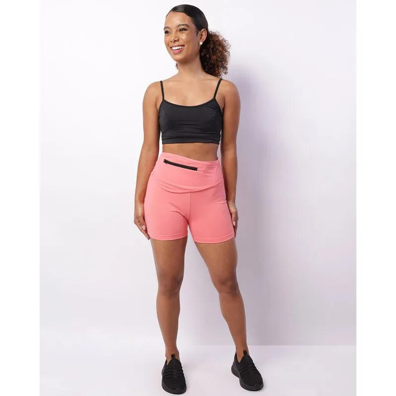 Short Fitness Feminino Fitter Pochete Frontal Laranja M
