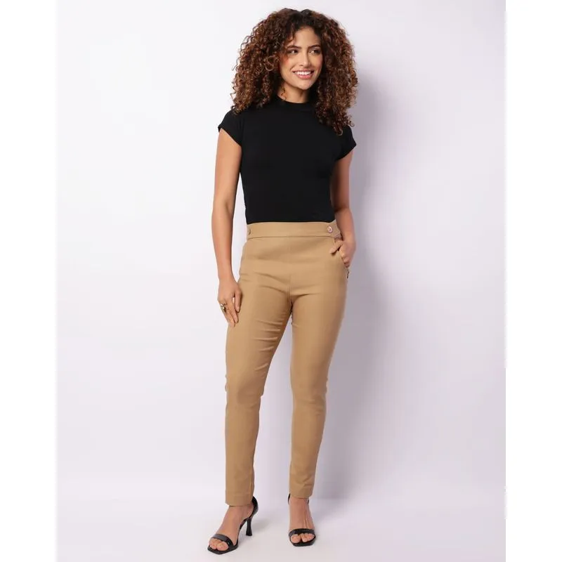 Calça Feminina Bengaline Skinny Bege P
