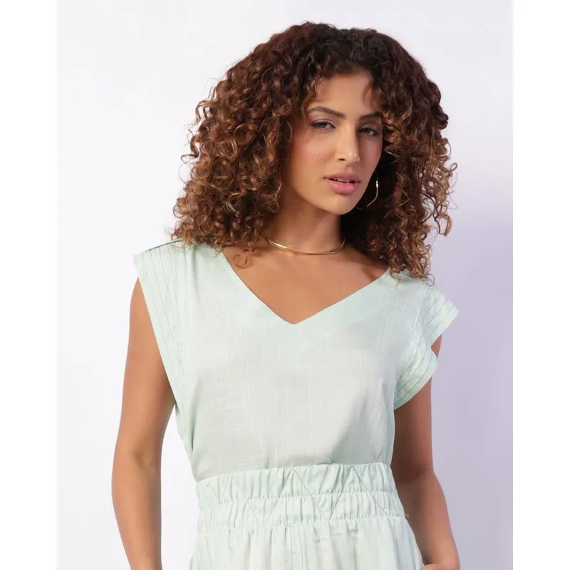 Regata Feminina Viscose Detalhe Ombro Verde M