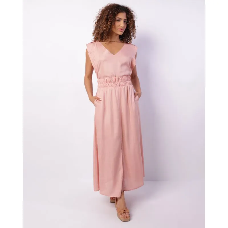 Saia Feminina Longa Viscose Fenda Rosa M