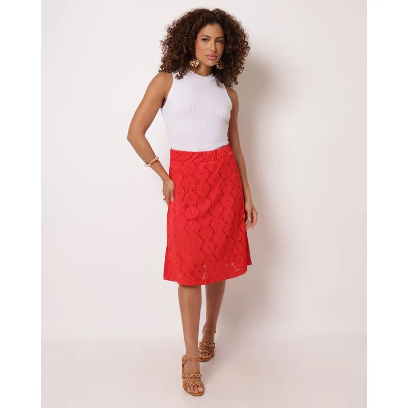 Saia Feminina Midi Laise Vermelha M