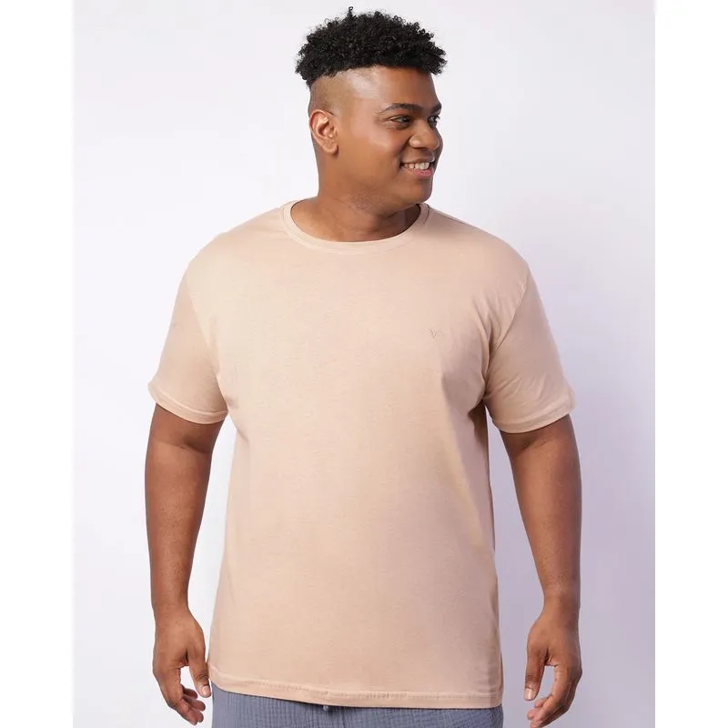 Camiseta Plus Size Masculina Básica Manga Curta Bege G1