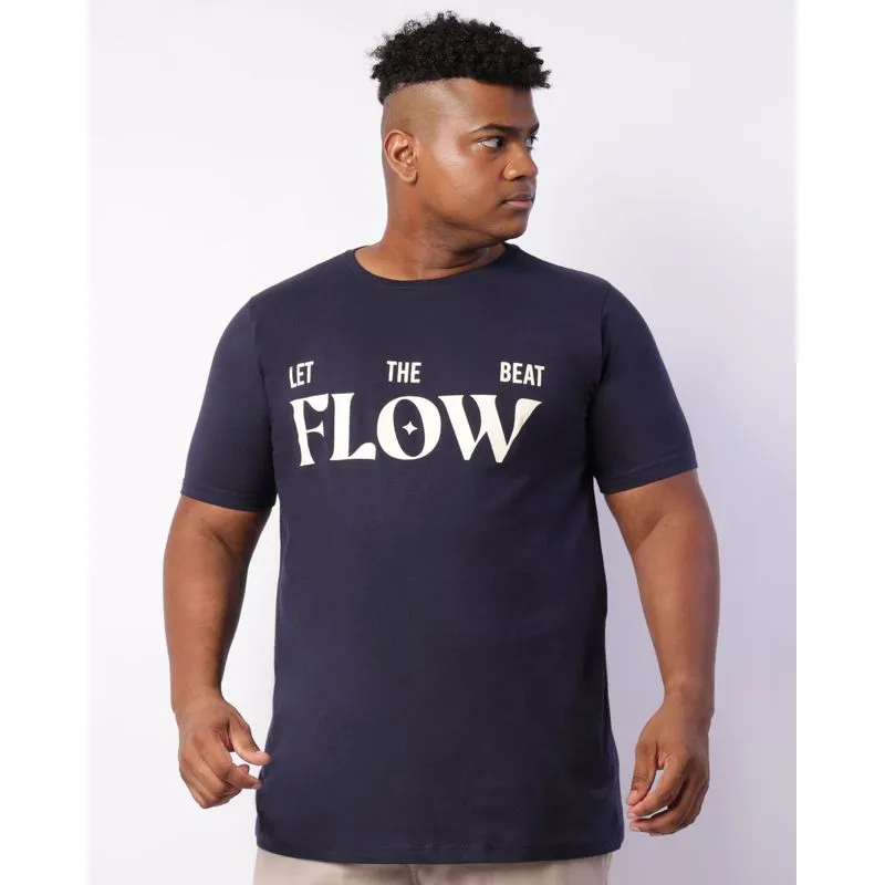 Camiseta Plus Size Masculina Estampa Manga Curta Marinho G4