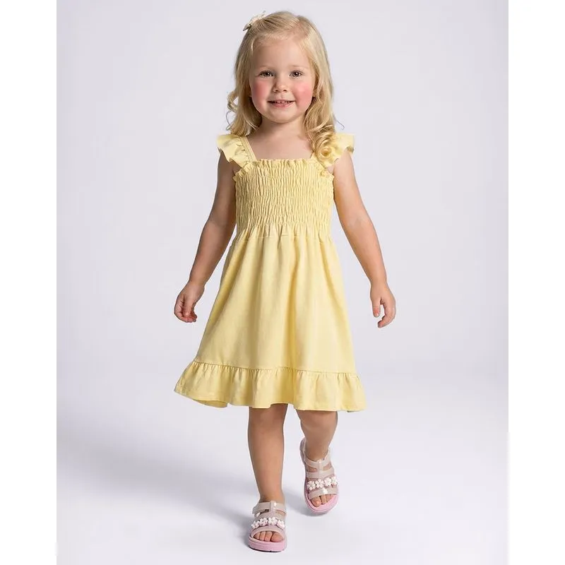 Vestido Bebê Alcinha Látex Babado Amarelo 3