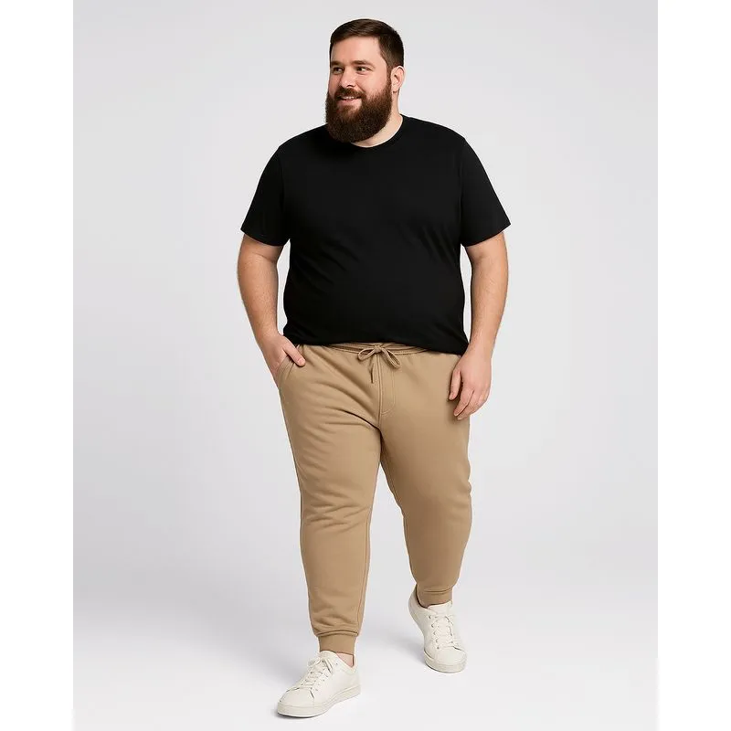 Calça Moletom Plus Size Masculina Jogger com Bolso Bege G4