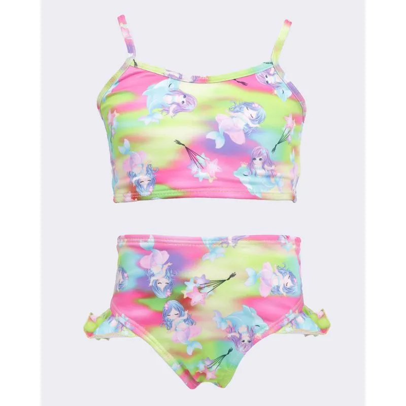 Conjunto Biquíni Infantil Estampa Tye Day Sereia Verde 6