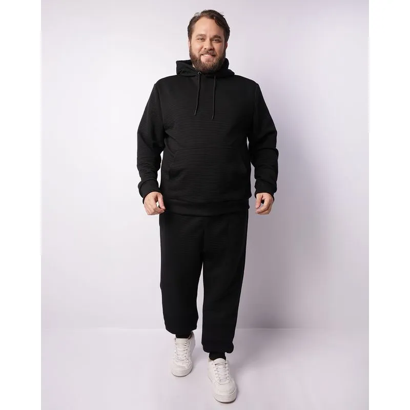 Calça Moletom Plus Size Masculina Texturizada Preta G1