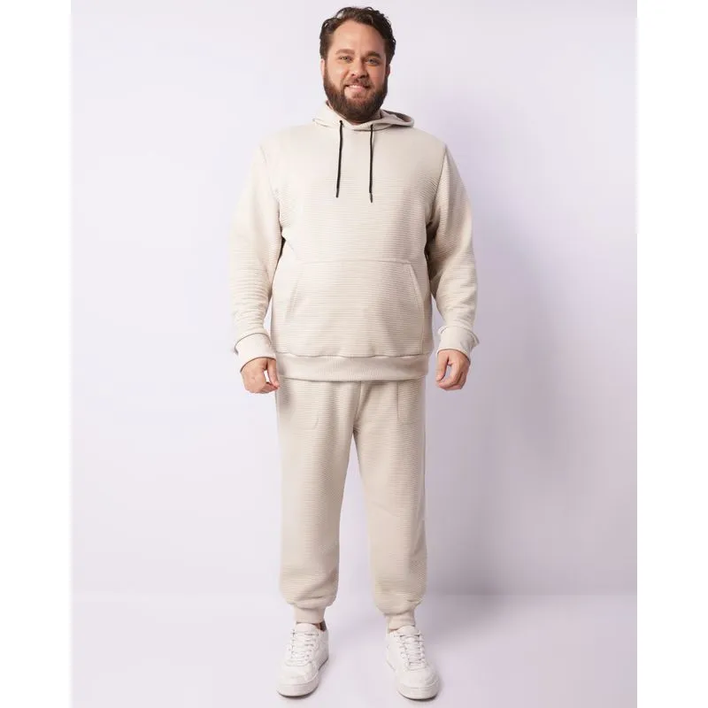 Calça Moletom Plus Size Masculina Texturizada Bege G3