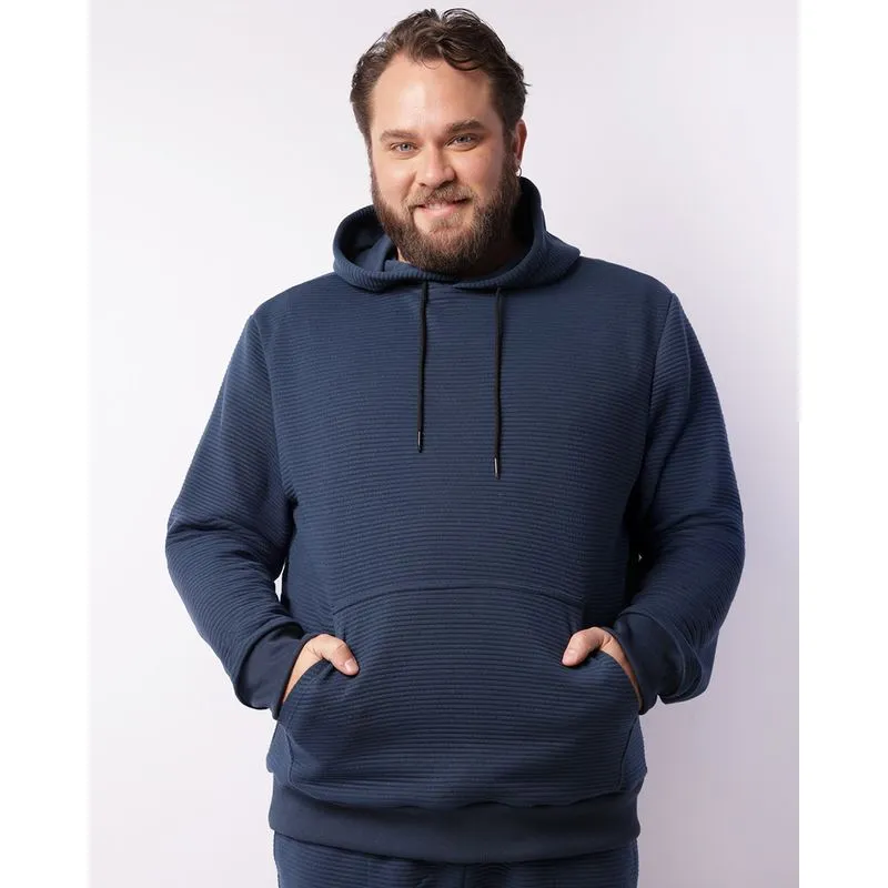 Blusão Moletom Plus Size Masculino Texturizado Marinho G3