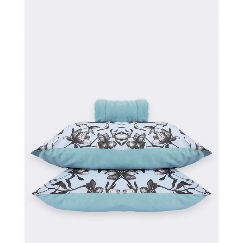 Jogo De Cama King Slim 3 Peças Malha Floral Azul UN