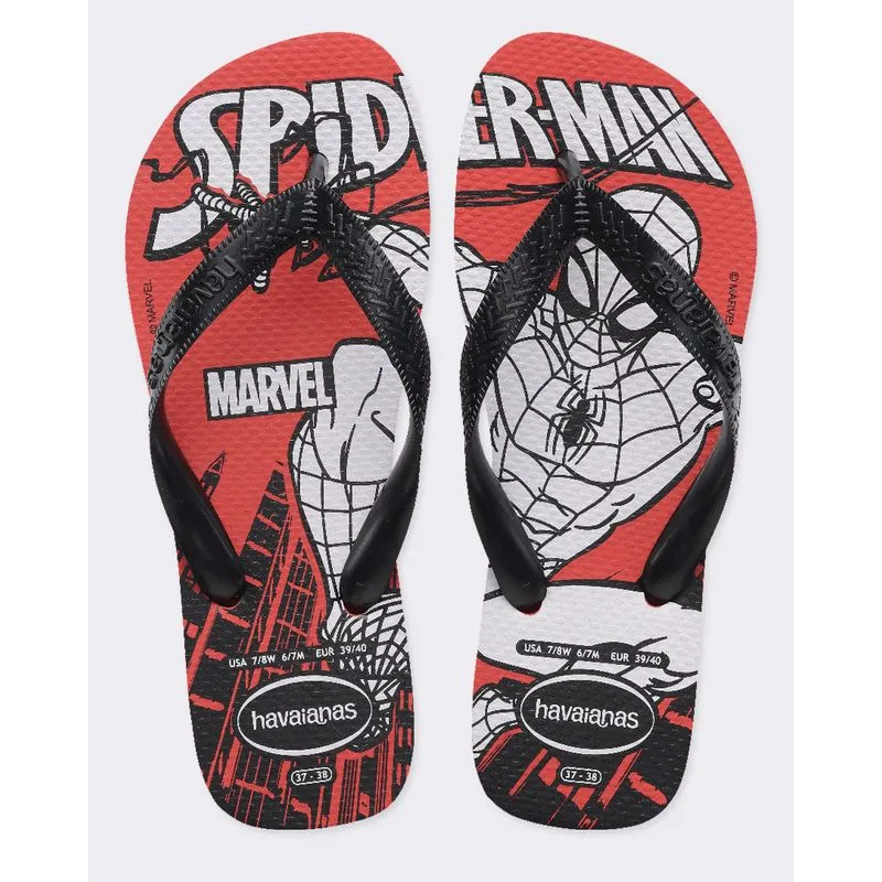 Chinelo Havaianas Masculino Top Marvel Homem Aranha Vermelho 37/38