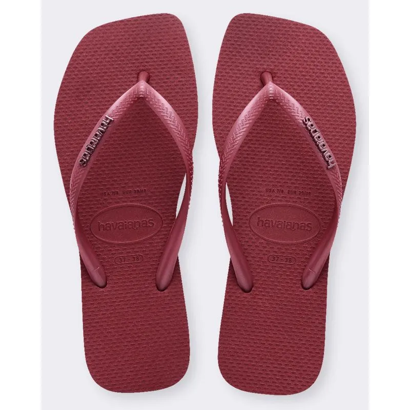 Chinelo Havaianas Feminino Slim Square Logo Metallic Vinho 37/38
