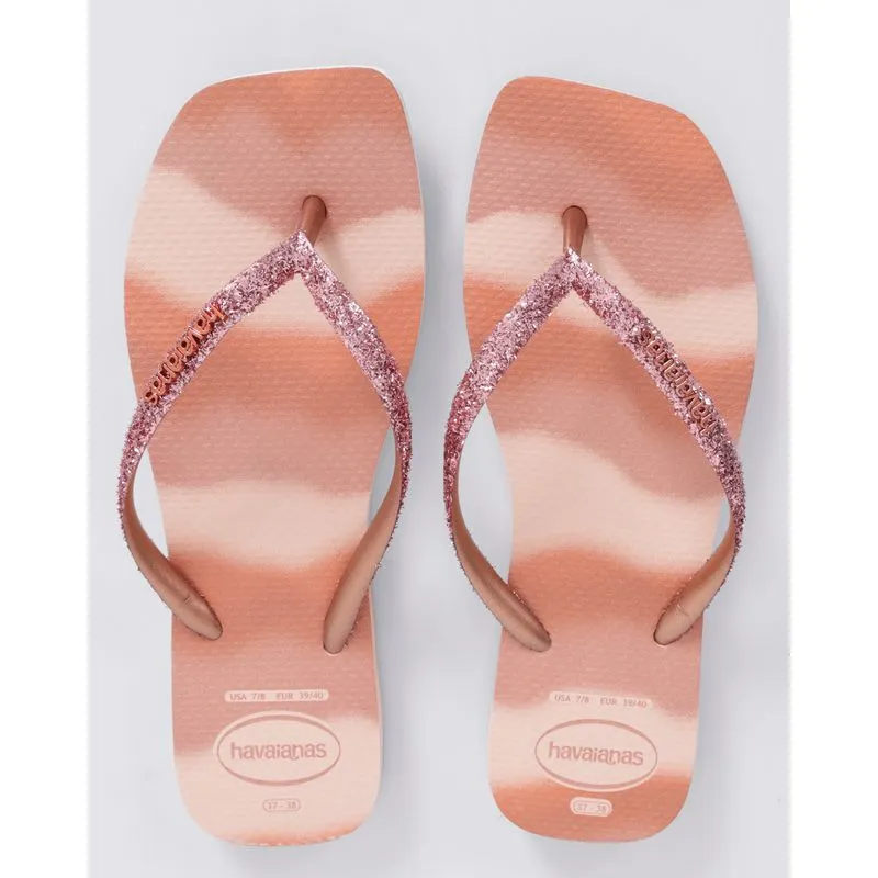 Chinelo Havaianas Feminino Square Glitter Party Rosa 35/36