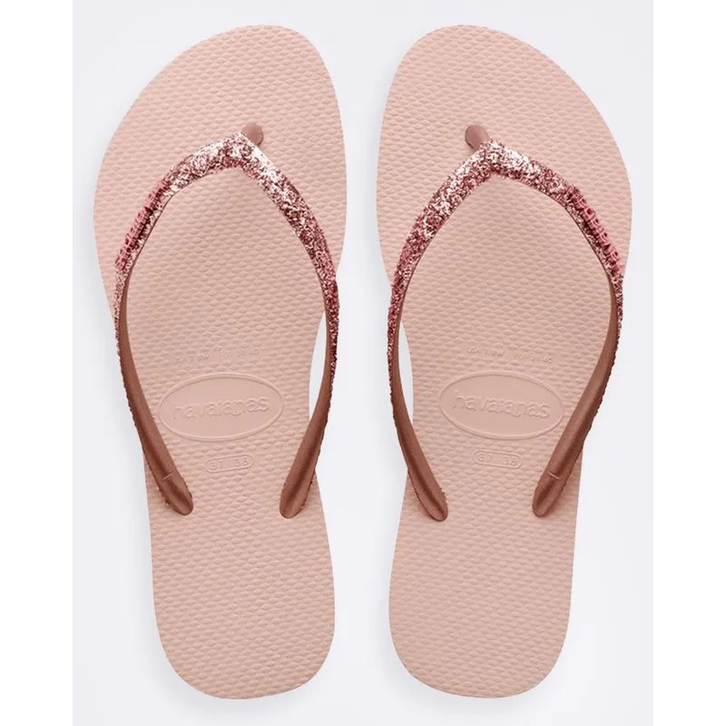 Chinelo Havaianas Feminina Slim Glitter || Rosa 33/34