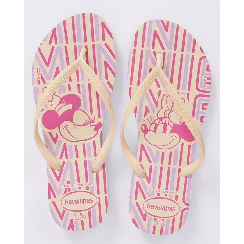 Chinelo Havaianas Feminino Slim Minnie Bege 39/40