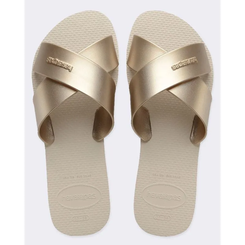 Sandália Rasteirinha Havaianas Feminina Aqua Bege 35/36