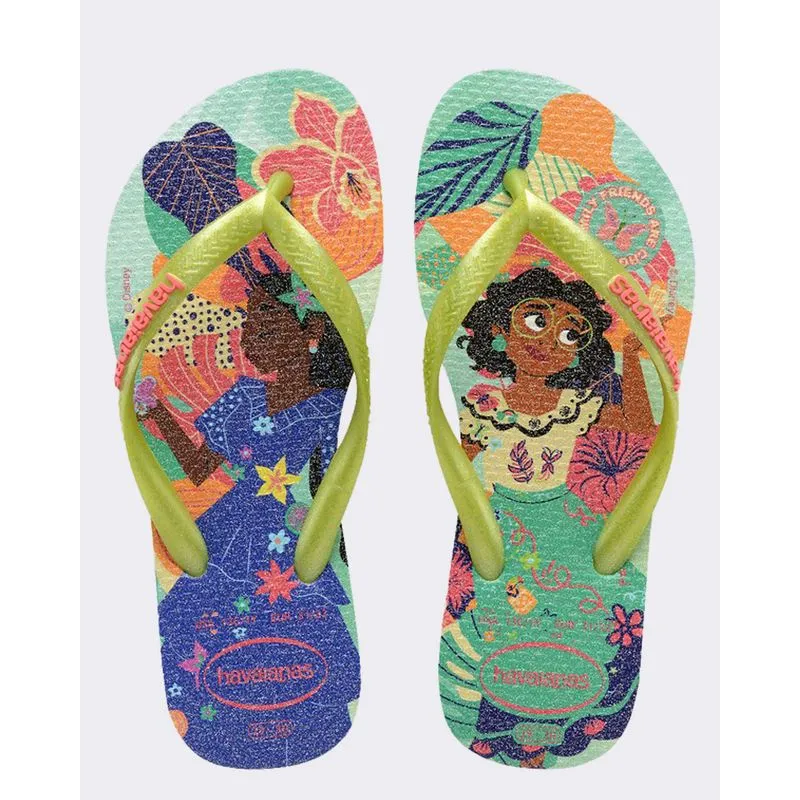 Chinelo Havaianas Infantil Slim Disney Estampa Encanto Verde 27/28