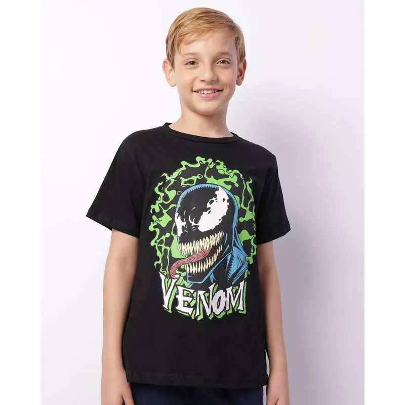 Camiseta Juvenil Marvel Venom Manga Curta Preta 14