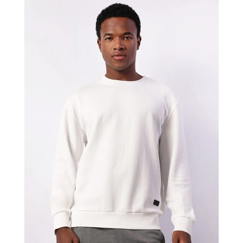 Suéter Masculino Tricô Texturizado Branco G