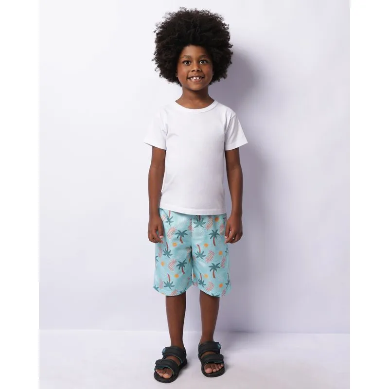 Bermuda Infantil Reta Estampada Tropical Verde 4