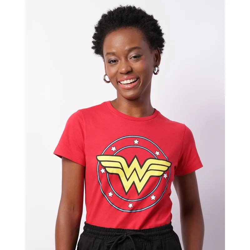 Camiseta Feminina DC Comics Mulher Maravilha Vermelha GG