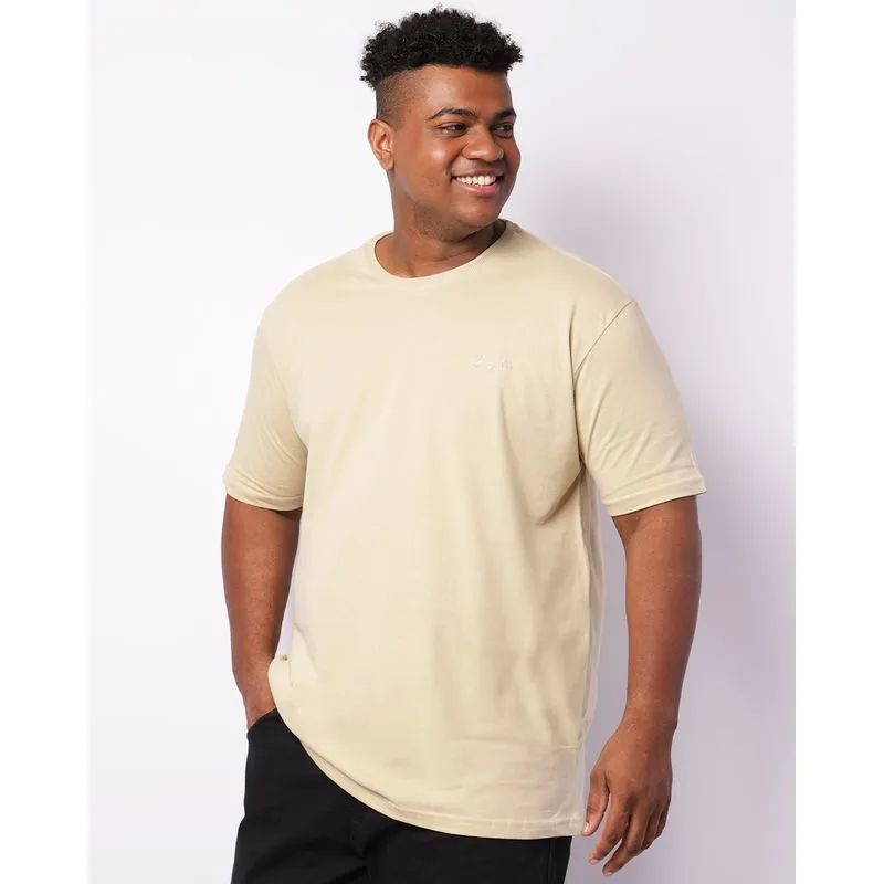 Camiseta Plus Size Masculina Gangster Manga Curta Bege G1