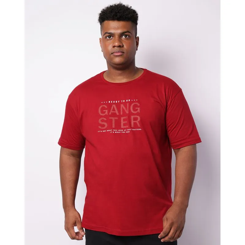 Camiseta Plus Size Masculina Gangster Manga Curta Vermelho G1