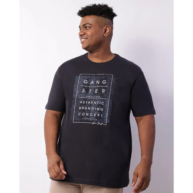 Camiseta Plus Size Masculina Gangster Manga Curta Marinho G3