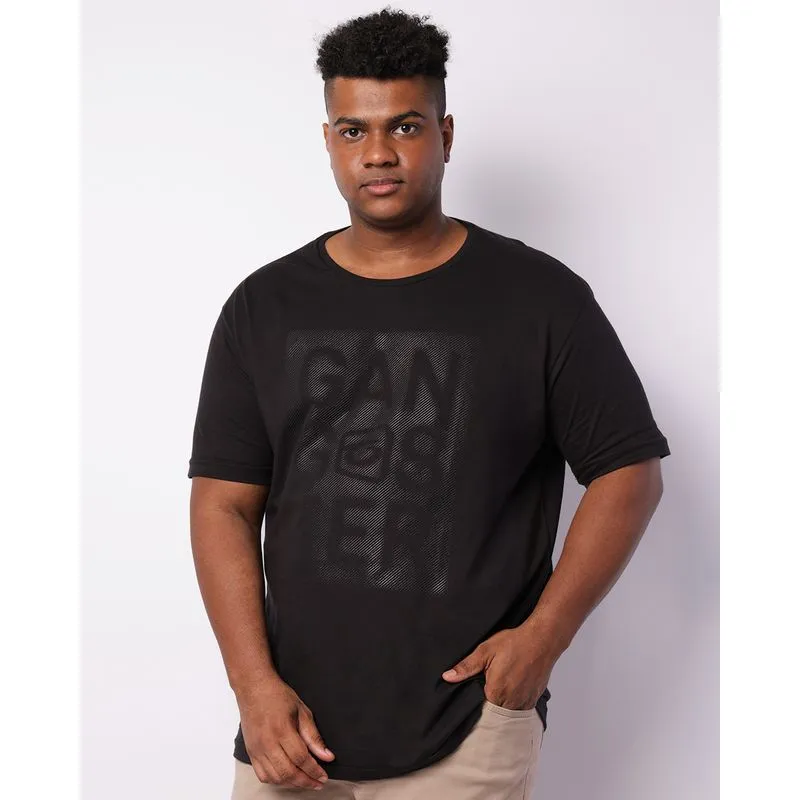 Camiseta Plus Size Masculina Gangster Manga Curta Preta G1